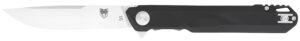 CobraTec Knives CTMONBLK Monarch 3.50" Folding Plain Satin D2 Steel Blade, 4.75" Black G10 Handle