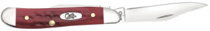 Case 00781 Peanut  Medium 2.10"/1.53" Folding Clip Point/Pen Plain Mirror Polished Tru-Sharp SS Blade Corn Cob Jigged Old Red Bone Handle