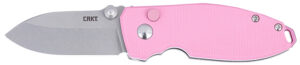 CRKT 2474P SQUID EDC 2.27" Folding Plain Stonewashed D2 Steel Blade, Pink G10 Handle