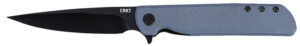 CRKT 3801KN LCK + 3.38" Folding Plain Black Oxide 14C28N Steel Blade, Gray Textured G10 Handle