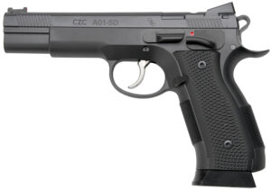 Cz Custom Shop 96333 A01-SD 9mm Luger 19+1 5" Match Grade Bull Barrel, Black Optic Cut/Serrated Steel Slide, Black Polycoat Steel Frame w/Beavertail, Black G10 Grip, Short Dustcover