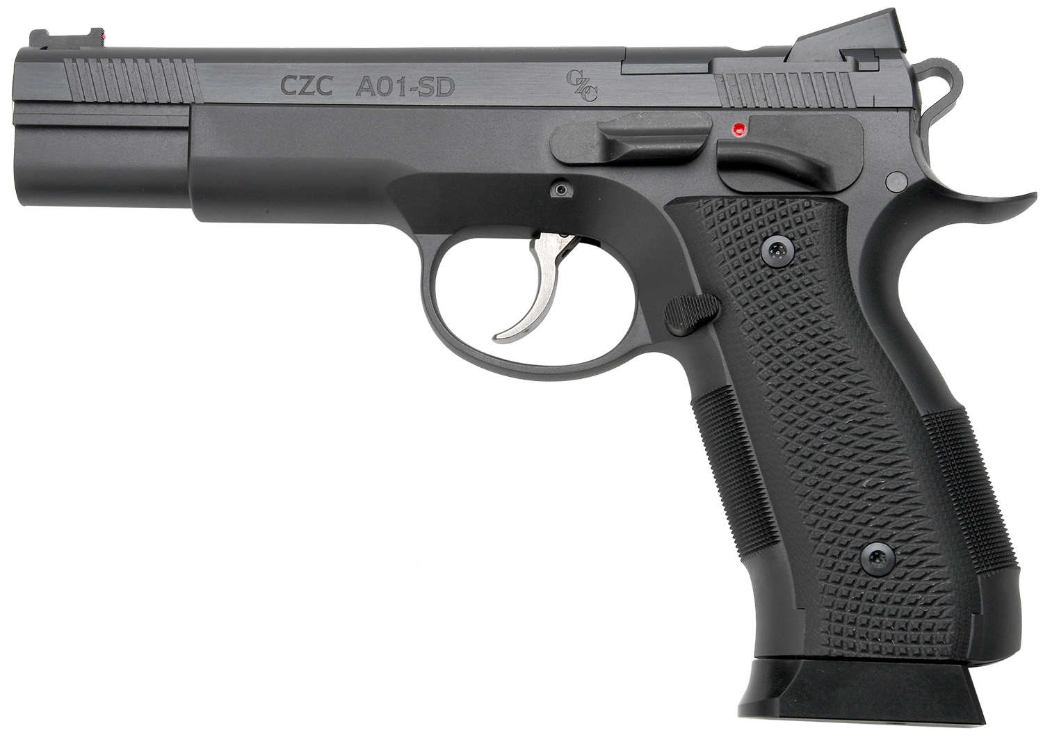 Cz Custom Shop 96333 A01-SD 9mm Luger 19+1 5" Match Grade Bull Barrel, Black Optic Cut/Serrated Steel Slide, Black Polycoat Steel Frame w/Beavertail, Black G10 Grip, Short Dustcover