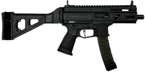 Grand Power 810091152836 Stribog SP9A35S 9mm Luger 30+1 8" Black Picatinny Rail Receiver, SB Tactical Brace, Black Polymer Grip