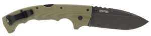 Cold Steel CSFL50MAX 5-Max 5" Folding Drop Point Plain Black Stonewashed S35VN Blade, 7.13" OD Green Textured G10 Handle