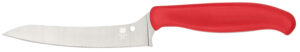 Spyderco K14PRD Z-Cut Pointed 4.40" Fixed Plain Stonewashed CTS BD1N SS Blade, Red Textured Polypropylene Handle