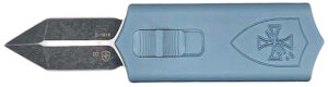 Templar Knife SMCAGB121 Sentinel Money Clip 1.88" OTF Dagger Plain Black Oxide Stonewashed Powder Coated D2 Steel Blade, 3.41" Blue Anodized Aluminum Handle
