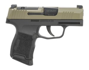 Sig Sauer 3659GXR3P P365 Micro-Compact 9mm Luger 10+1 3.10" Black Barrel, Moss Green Stainless Steel Optic Ready/Serrated Slide, Black Alloy Frame w/Accessory Rail, Textured Grip, RMSc Footprint