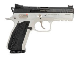 CZ-USA 86156 Shadow 2 Compact Frame 9mm Luger 15+1 4" Stainless Black Optic Ready/Serrated Slide, Silver Aluminum Frame w/Beavertail & Picatinny Rail, Black Duralumin Grip