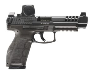 HK 81001373 VP9 A1 L w/Optic Full Size 9mm Luger 15+1 5" Black Steel Barrel & Long/Lightening Cut w/Vortex Defender ST Slide, Black Polymer Frame w/Picatinny Rail, Interchangeable Backstrap Grip, Ambi