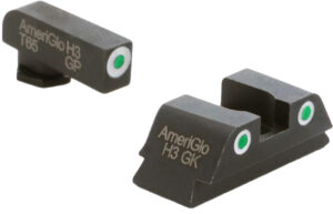 AmeriGlo GL430 Classic Tritium Sight Set for Glock  Green Tritium White Outline Front Sight-Green Tritium White Outline Rear Sight