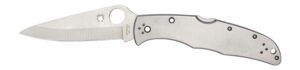 Spyderco C10S Endura 4  3.85" Folding Clip Point Part Serrated VG-10 SS Blade Satin Stainless Steel Handle Includes Pocket Clip