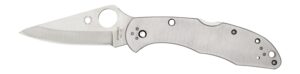Spyderco C11P Delica 4 2.95" Folding Drop Point Plain VG-10 SS Blade/ Stainless Steel Handle Includes Pocket Clip