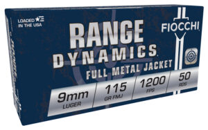Fiocchi 9AP Range Dynamics  9mmLuger 115gr Full Metal Jacket 50 Per Box/20 Case