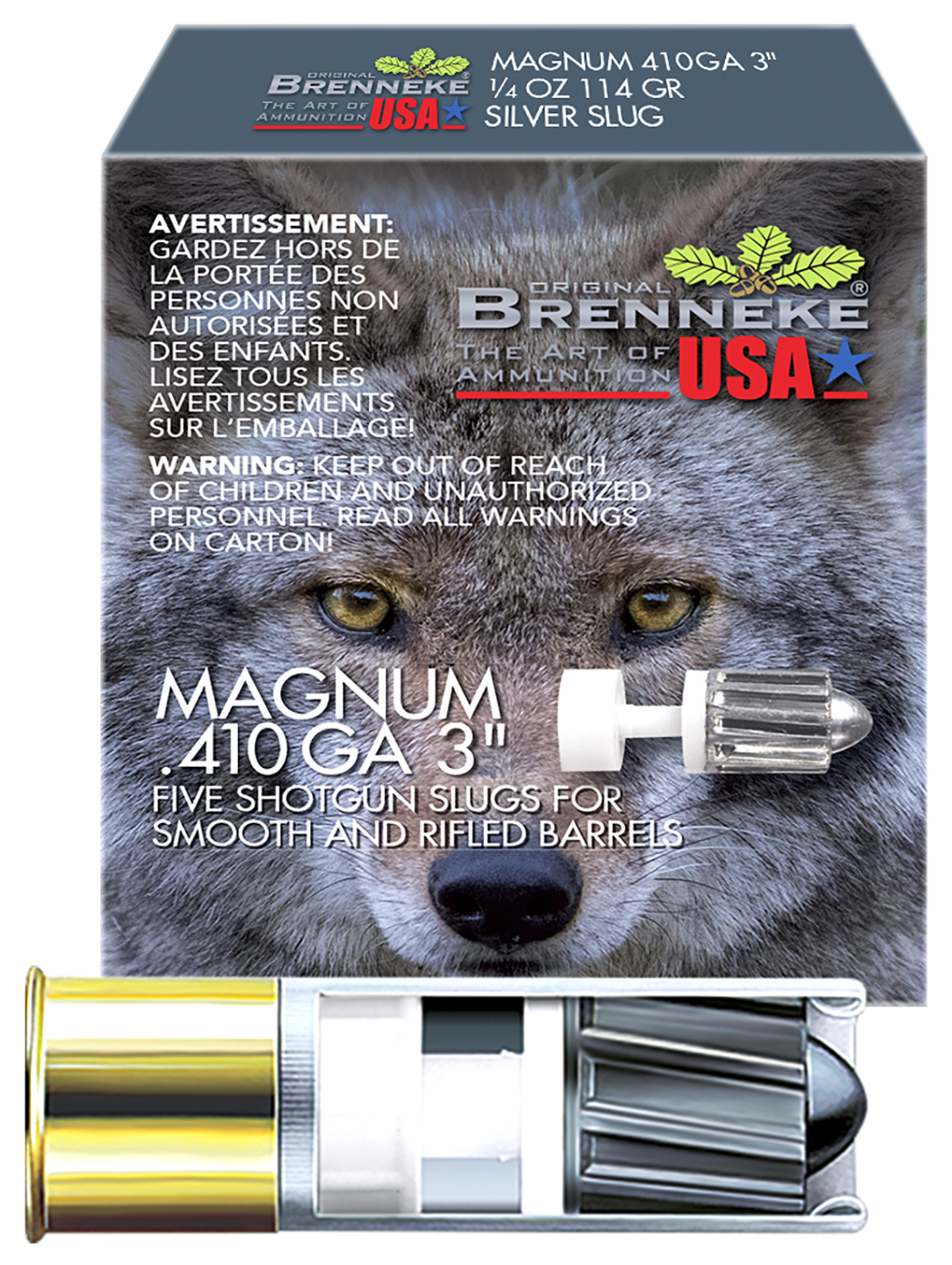 Brenneke SL4103M Magnum 410Gauge 3" 1/4oz Slug Shot 5 Per Box/90 Case