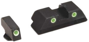 AmeriGlo GL119 Classic Tritium Sight Set for Glock Green Tritium White Outline Front Sight-Green Tritium White Outline Rear Sight