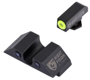 Night Fision GLK003007YGZ Tritium Night Sights For Glock  Green Tritium Yellow Outline Front Sight- Green Tritium Black Outline Rear Sight Glock 42/43/43X
