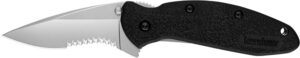 Kershaw 1620ST Scallion  2.40" Folding Drop Point Part Serrated Bead Blasted 420HC SS Blade Black Glass-Filled Nylon  Handle Includes Pocket Clip