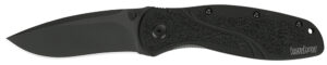 Kershaw 1670BLK Blur 3.40" Folding Drop Point w/Recurve Plain Black DLC 14C28N Steel Blade Black Anodized Aluminum Handle Includes Pocket Clip