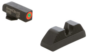 AmeriGlo GL351 Protector Sight Set for Glock  Green Tritium Orange Outline Front Sight-Black Serrated Rear Sight