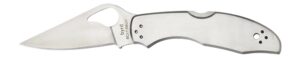 Spyderco BY04P2 Byrd Meadowlark 2 2.93" Folding Clip Point Plain 8Cr13MoV SS Blade Satin Stainless Steel Handle