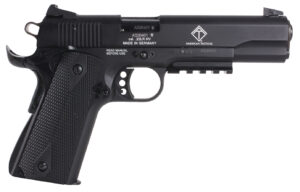 GSG GSG1911ADOP M1911 ADOP 22 LR 10+1 5" Black Steel/Threaded Barrel & Serrated Slide, Zinc Alloy w/Accessory Rail & Beavertail Frame Black Double Diamond Polymer Grip