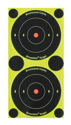 Birchwood Casey 34375 Shoot-N-C Reactive Target Self-Adhesive Paper Black/Yellow 3" Bullseye 240 Pack