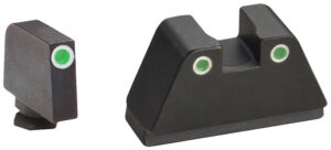 AmeriGlo GL329 Optic Compatible Sight Set for Glock  XL Tall Green Tritium White Outline Front Sight-Green Tritium White Outline Rear Sight