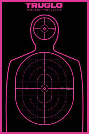 TruGlo TG13P6 Tru-See Handgun Target Self-Adhesive Heavy Paper Black/Pink 12"x18" Silhouette 6 Pack