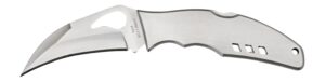 Spyderco BY07P Byrd Crossbill 3.50" Folding Hawkbill Plain 8Cr13MoV SS Blade, Stainless Steel Handle Includes Pocket Clip