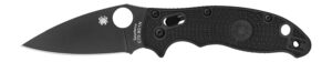Spyderco C101PBBK2 Manix 2 Lightweight 3.37" Folding Drop Point Plain Black DLC BD1 Steel Blade Black FRCP Handle Includes Pocket Clip