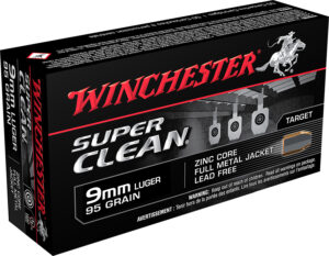 Winchester Ammo W9MMLF Super Clean 9mmLuger 95gr Lead Free Full Metal Jacket 50 Per Box/10 Case