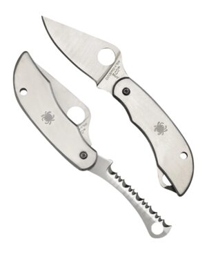 Spyderco C176P&S Clipitool Silver Stainless Steel Folding 8Cr13MoV SS 4.57"/4.59" Long Part Serrated Blade Stainless Steel Handle Features Screwdriver/Opener