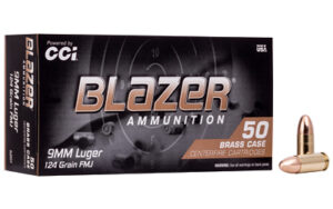 CCI Blazer Brass 9mm 124gr FMJ Ammo 50 Rounds