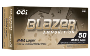 CCI Blazer Brass 9mm 115gr JHP Ammo 50 Rounds