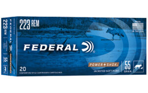 Federal PWRSHK 223 Rem 55gr SP Ammo 20 Rounds