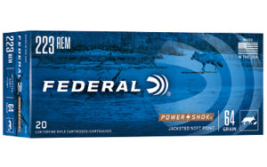 Federal PWRSHK 223 Rem 64gr GR SP Ammo 20 Rounds