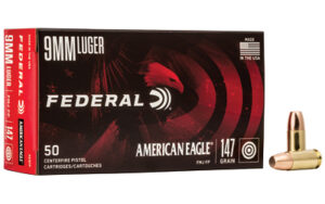Federal AM Eagle 9mm 147gr FMJ Ammo 50 Rounds
