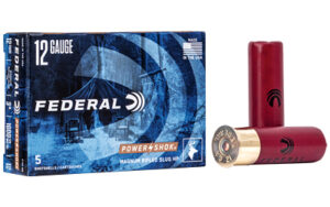 Federal PWRSHK 12 Gauge 3" MG Rifle Slug Shotshells 5 Rounds