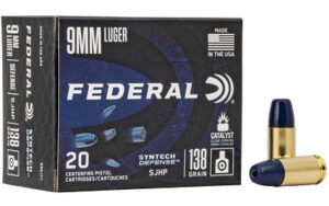 Federal Synthetic DEF 9mm 138gr SJHP Ammo 20 Rounds