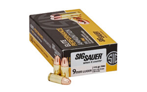 Sig Sauer 9mm 115gr FMJ Ammo 50 Rounds