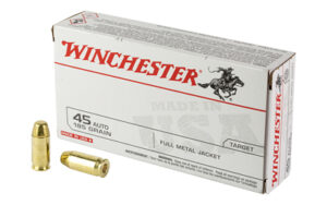 Winchester USA TRGT 45 Auto 185gr FMJ Ammo 50 Rounds